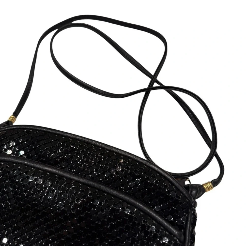 Whiting & Davis Black Mesh Sequin Shoulder Bag VTG. Purse Formal Party Crossbody